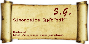 Simoncsics Győző névjegykártya
